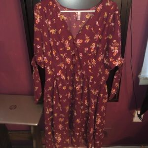 Xhilaration Burgundy Floral Dress